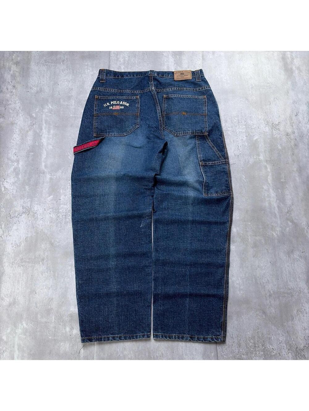 Y2K Dark Wash U.S. Polo Assn Grunge Baggy Carpenter Skater Denim Jeans